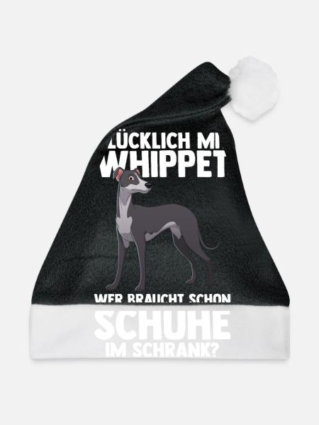 Hund Whippet - Weihnachtsmütze - Schwarz/Weiß