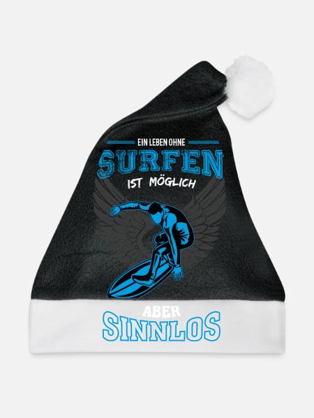 Surfen Leben sinnlos - Geschenk - Weihnachtsmütze - Schwarz/Weiß