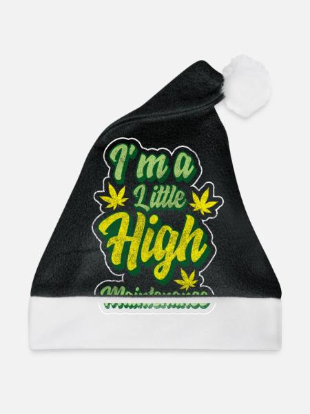 Hanf Sativa Haschisch Hasch - Weihnachtsmütze - Schwarz/Weiß - Vorne