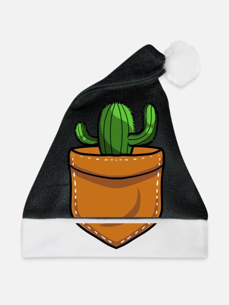 Kaktus Strauch Kakteen Stachelig Garten Gärtner - Weihnachtsmütze - Schwarz/Weiß - Vorne