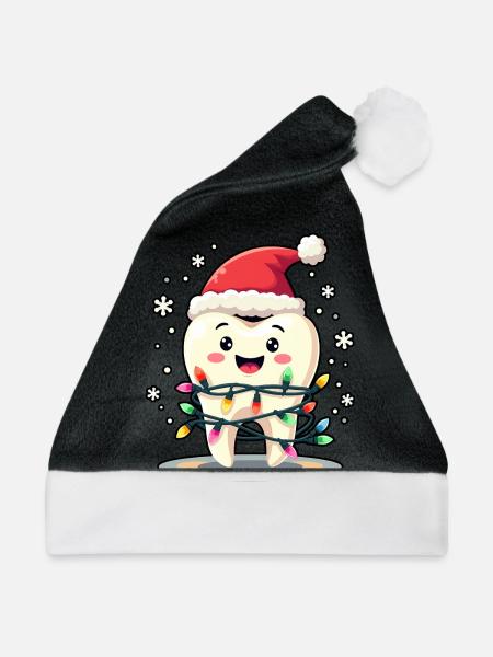 Zähne Weihnachten Zahnarzt Geschenk - Weihnachtsmütze - Schwarz/Weiß