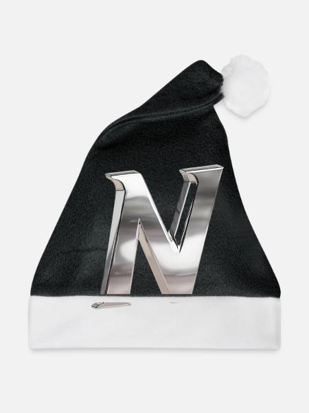 Chrome ,, N " Metallic - Weihnachtsmütze - Schwarz/Weiß - Vorne