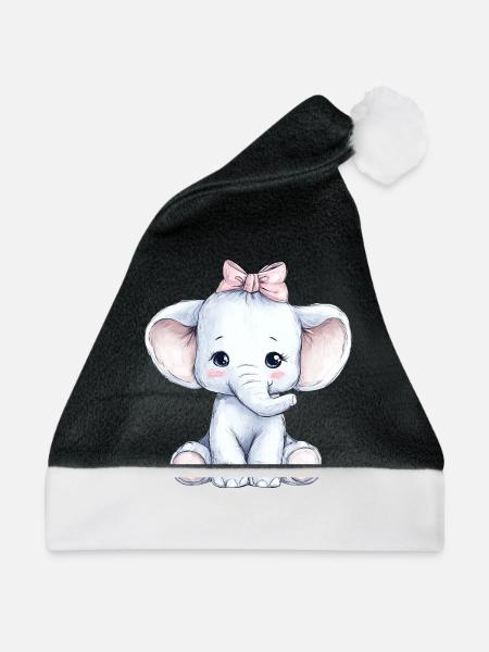 Süßer Baby Elefant - Weihnachtsmütze - Schwarz/Weiß