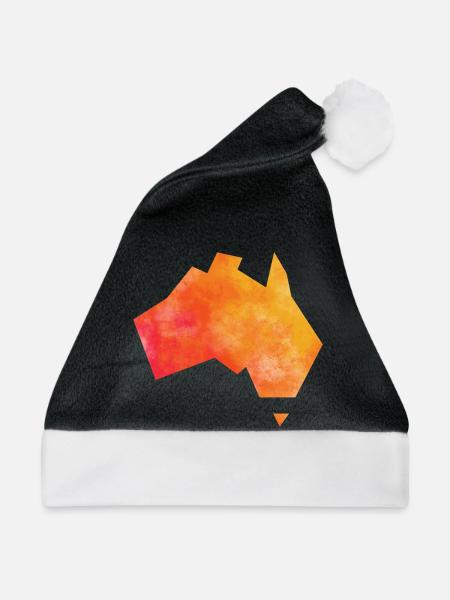 Karte Australien - Weihnachtsmütze - Schwarz/Weiß