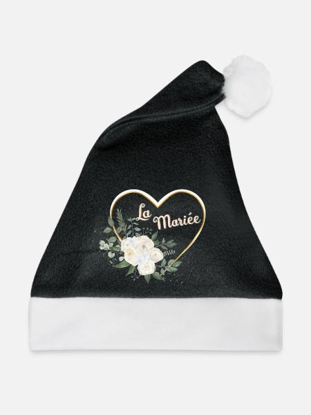 Die Braut Blumenherz Gold - Weihnachtsmütze - Schwarz/Weiß - Vorne