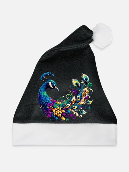 Pfau - Weihnachtsmütze - Schwarz/Weiß