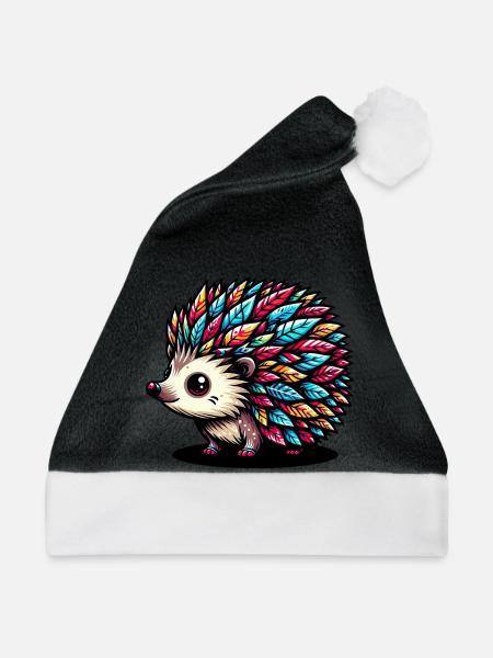 Igel - Weihnachtsmütze - Schwarz/Weiß