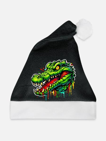 Alligator-Krokodil - Weihnachtsmütze - Schwarz/Weiß