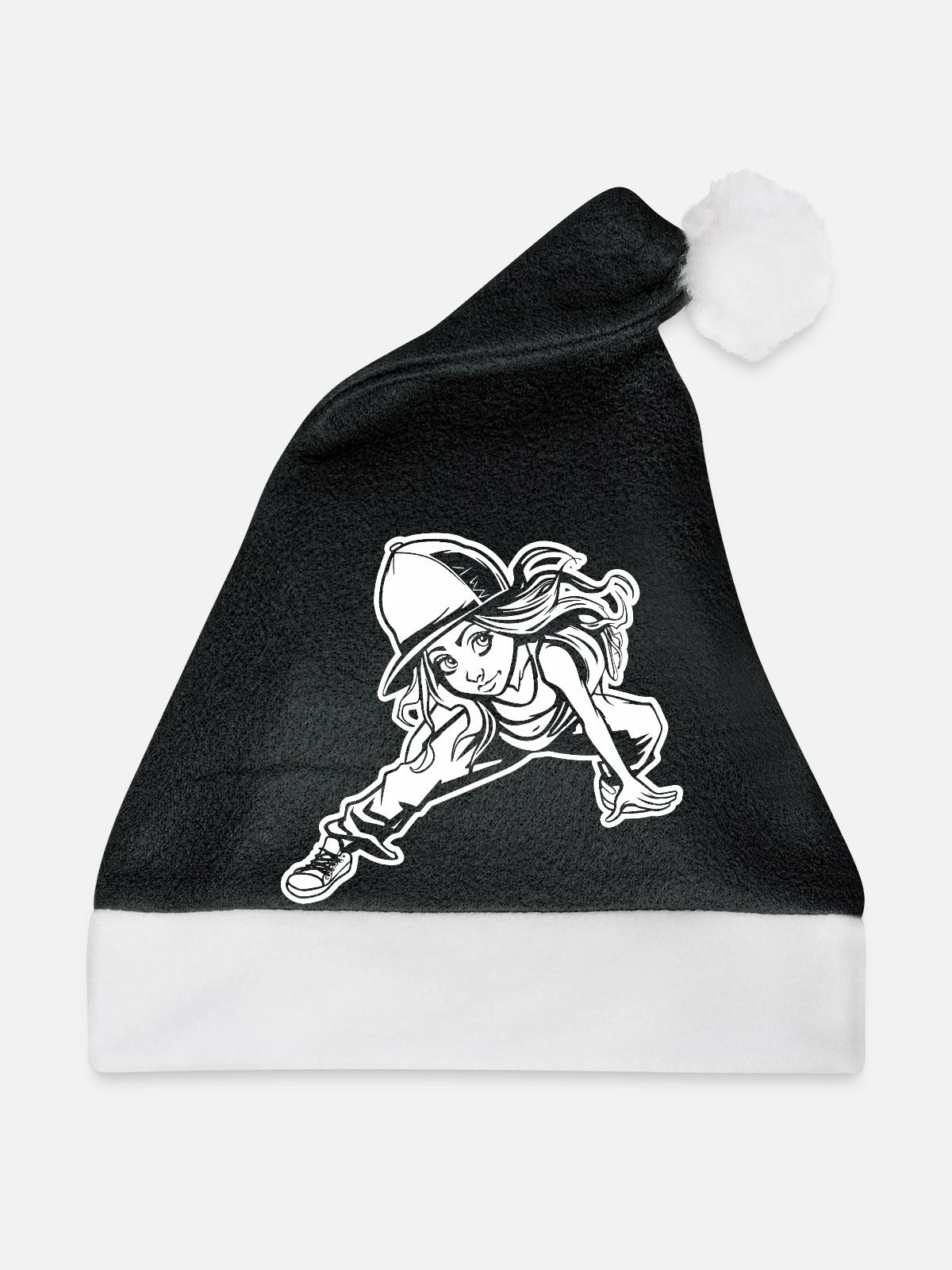 Breakdancerin - Weihnachtsmütze - Schwarz/Weiß - Vorne
