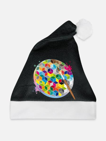 Kreative Künstlerpalette mit geometrischen Farben - Weihnachtsmütze - Schwarz/Weiß