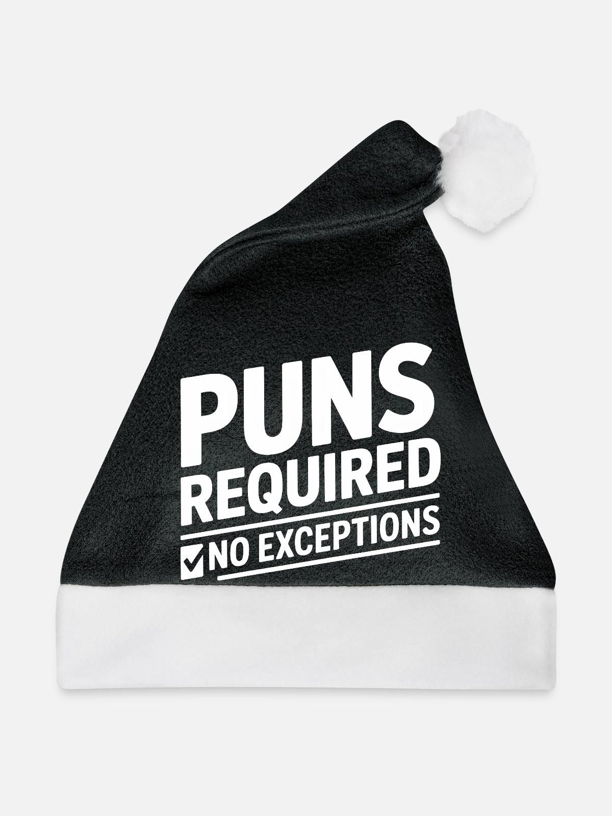Puns Required Wortspiele - Weihnachtsmütze - Schwarz/Weiß - Vorne