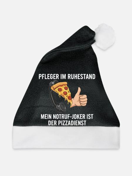 Rentner Notruf Pizzadienst - Weihnachtsmütze - Schwarz/Weiß