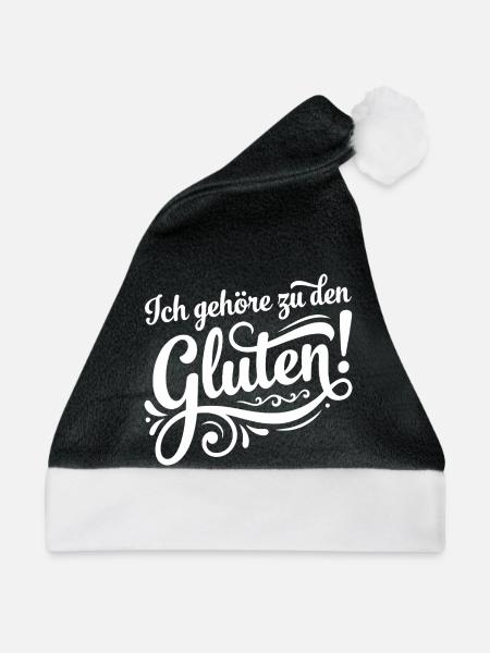 Ich gehöre zu den Gluten – Lustiges Wortspiel - Weihnachtsmütze - Schwarz/Weiß
