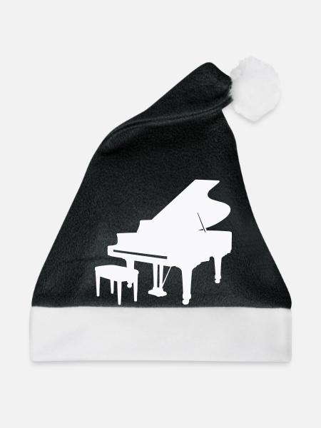 Piano Silhouette Monochrom - Weihnachtsmütze - Schwarz/Weiß