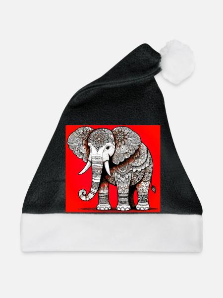 Elefant - Weihnachtsmütze - Schwarz/Weiß