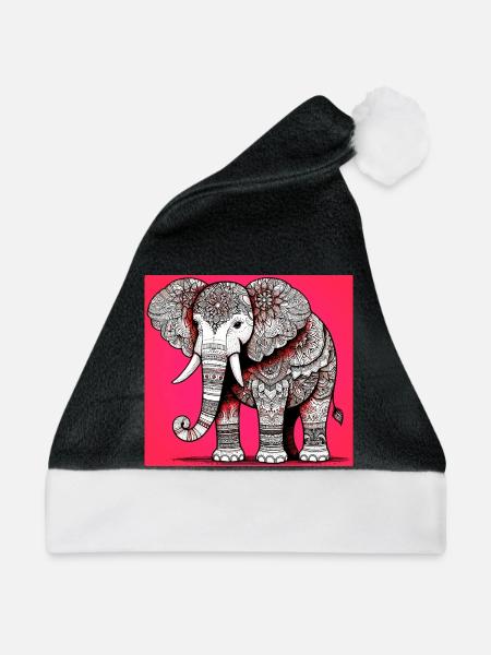 Elefant - Weihnachtsmütze - Schwarz/Weiß