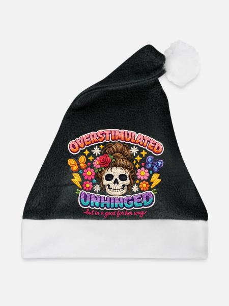 Overstimulated Unhinged Skull Flora - Weihnachtsmütze - Schwarz/Weiß
