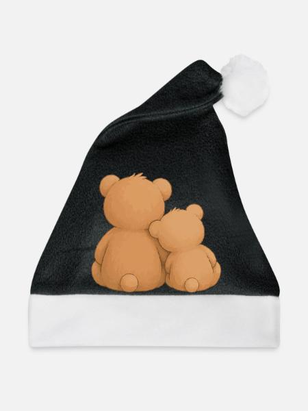 Kuschelbären Freundschaft Zusammenhalt Tiermotiv - Weihnachtsmütze - Schwarz/Weiß