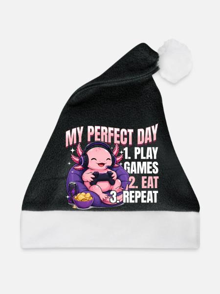 Funny Axolotl Gamer Gaming - Weihnachtsmütze - Schwarz/Weiß