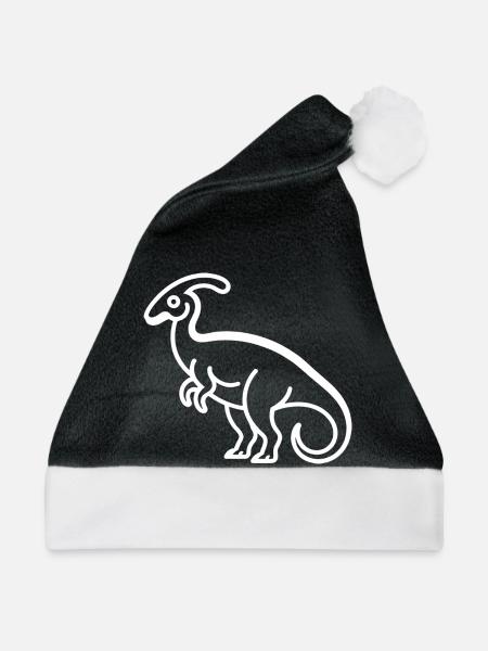 Dino-Liniengrafik mit Crest - Weihnachtsmütze - Schwarz/Weiß - Vorne