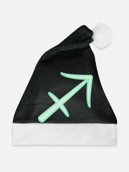 Schütze Sternzeichen Pastellgrün - Weihnachtsmütze - Schwarz/Weiß