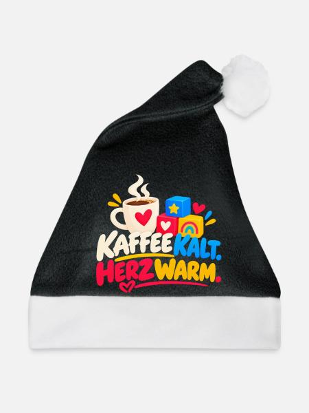 Kaffee Herz Wärme – Bunte Blöcke - Weihnachtsmütze - Schwarz/Weiß