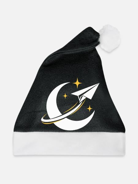 Papierflieger im Mondorbit - Weihnachtsmütze - Schwarz/Weiß