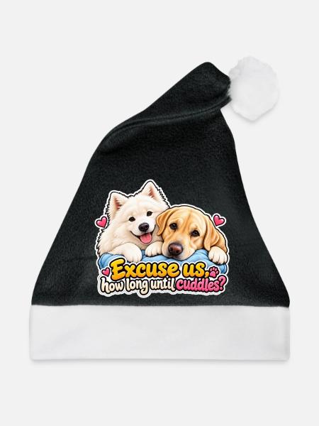 Kuschel-Countdown-Hunde - Weihnachtsmütze - Schwarz/Weiß