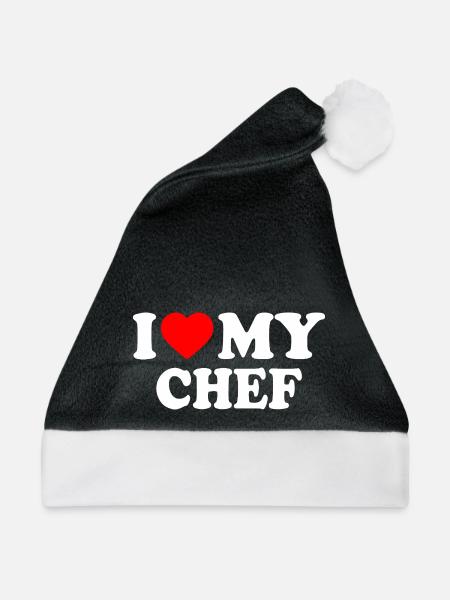 I love my chef - Weihnachtsmütze - Schwarz/Weiß - Vorne
