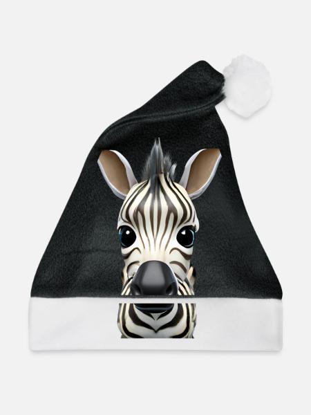 Niedliches Zebra Design - Weihnachtsmütze - Schwarz/Weiß