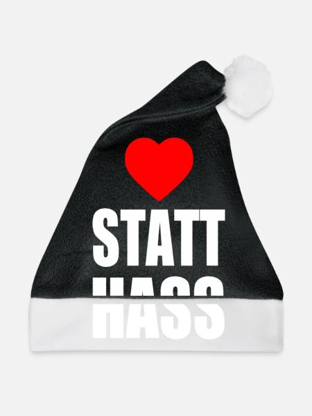Herz statt hass - Weihnachtsmütze - Schwarz/Weiß