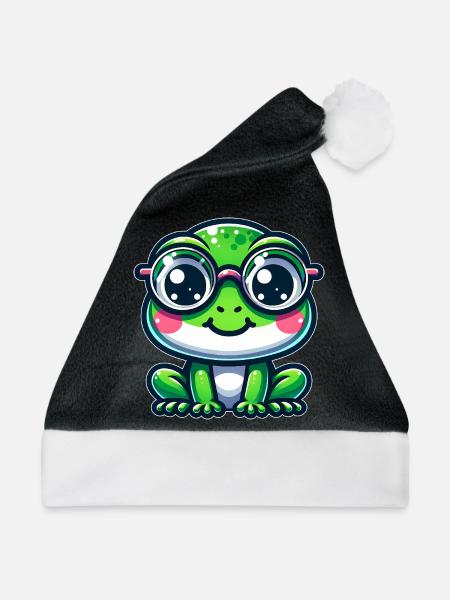 Süßer Frosch mit Brille - Weihnachtsmütze - Schwarz/Weiß