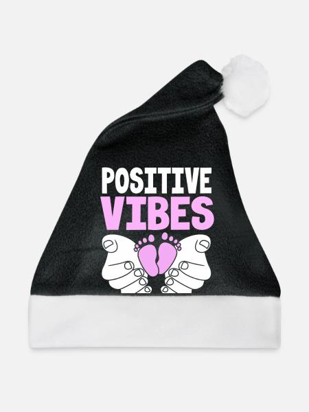 Embryo Transfer Tag Fötus - Weihnachtsmütze - Schwarz/Weiß - Vorne
