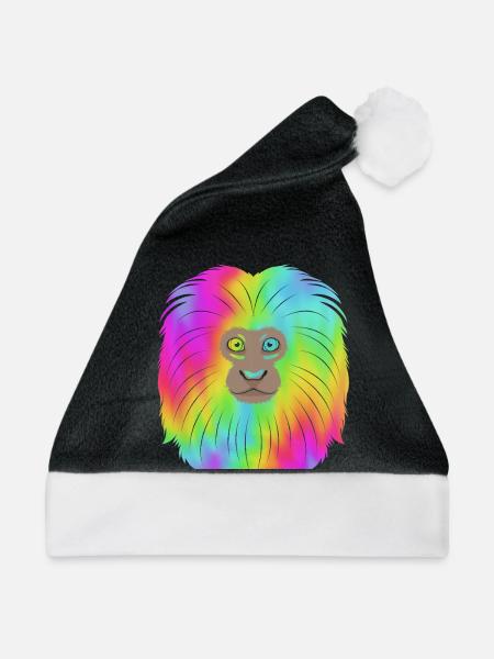 Tamarin Affe Affen Affenähnlich Affengesicht - Weihnachtsmütze - Schwarz/Weiß - Vorne