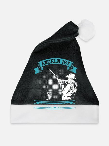 Angeln ist meine Droge - Weihnachtsmütze - Schwarz/Weiß - Vorne