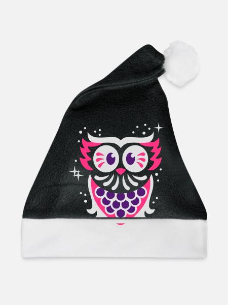 Eule - owl - night - Weihnachtsmütze - Schwarz/Weiß