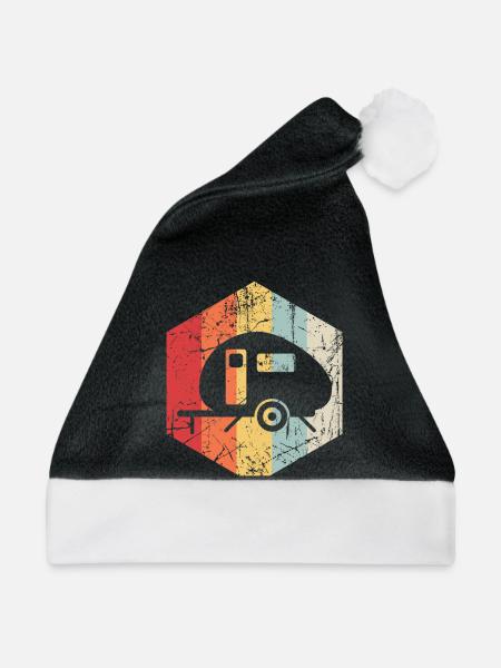 Retro Camping - Weihnachtsmütze - Schwarz/Weiß