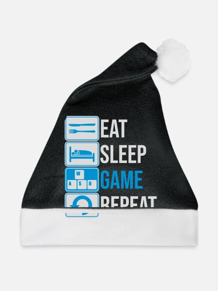 eat sleep game repeat - Weihnachtsmütze - Schwarz/Weiß