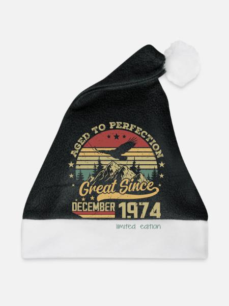 50 Jahre alt bis zur Perfektion gealtert Geboren: Dezember 1974 - Weihnachtsmütze - Schwarz/Weiß