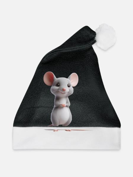 Maus 4 - Weihnachtsmütze - Schwarz/Weiß