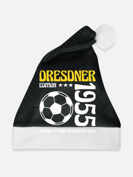 Dresdner Geburtstag 1955 Fußball Geschenk - Weihnachtsmütze - Schwarz/Weiß - Vorne