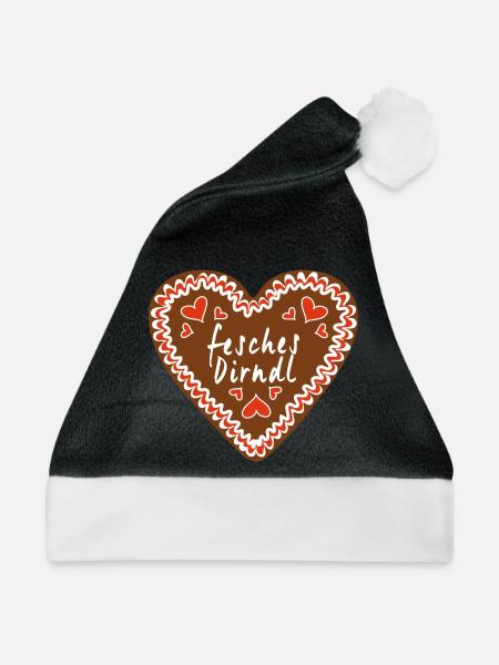 Fesches Dirndl Lebkuchenherz - Weihnachtsmütze - Schwarz/Weiß