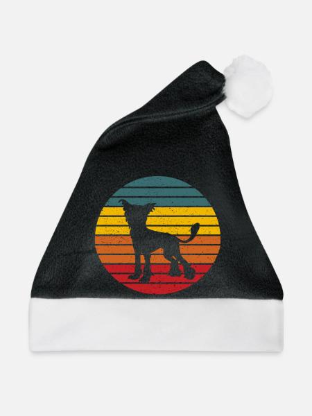Hund Chinesischer Schopfhund - Weihnachtsmütze - Schwarz/Weiß