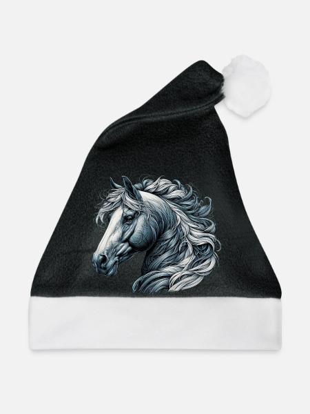 Pferd - Weihnachtsmütze - Schwarz/Weiß