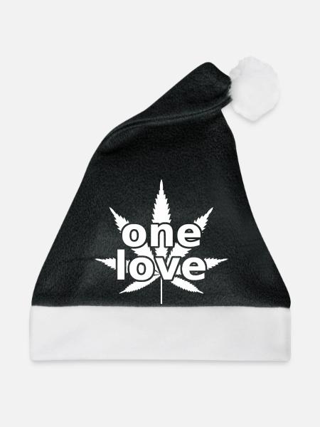 Cannabis One Love - Weihnachtsmütze - Schwarz/Weiß - Vorne