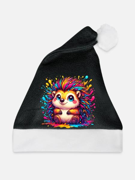 Igel - Weihnachtsmütze - Schwarz/Weiß