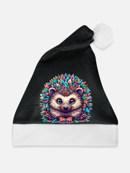 Igel - Weihnachtsmütze - Schwarz/Weiß
