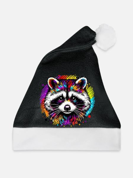 Waschbär - Weihnachtsmütze - Schwarz/Weiß