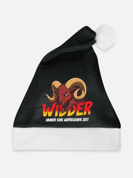 Widder mit Flammen-Text - Weihnachtsmütze - Schwarz/Weiß