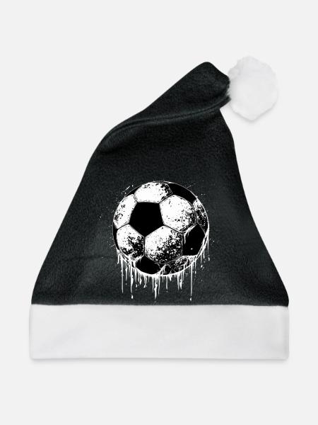 Fußball-Ball-Soccer - Weihnachtsmütze - Schwarz/Weiß - Vorne
